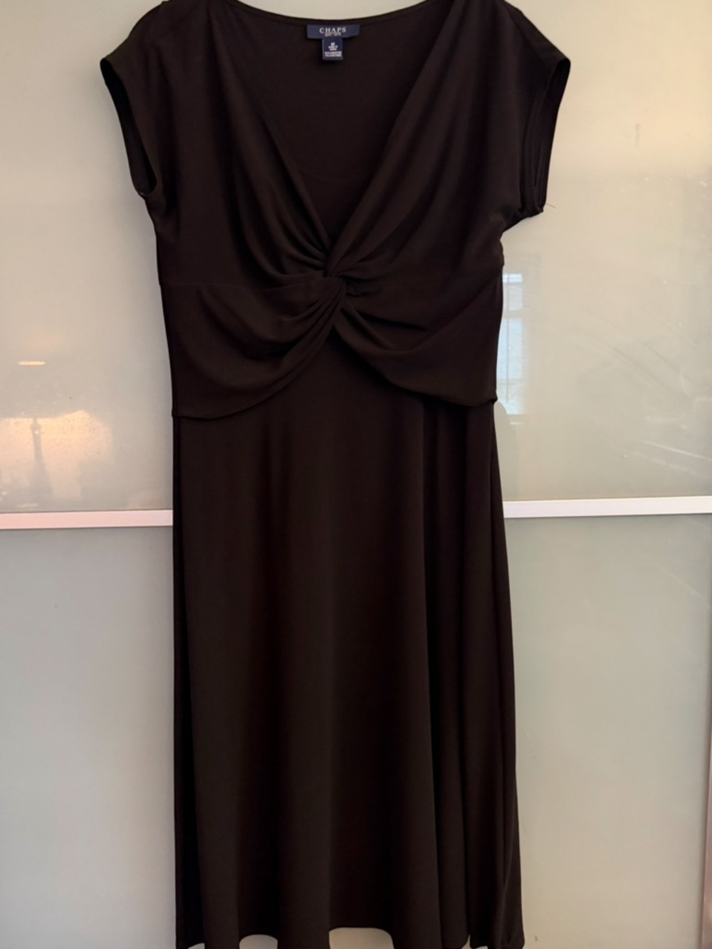 Chaps Black Twist-Knot Midi Dress